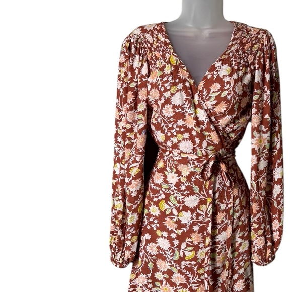 Billabong Womens Bohemian Wrap Dress Medium Floral Beachy Cottagecore Festival - Picture 4 of 9
